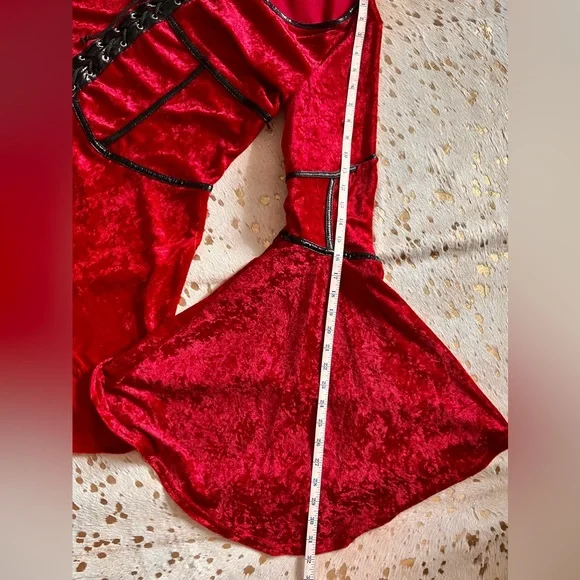 Vintage Lip Service Red Velvet Gothic Renaissance Vampire Bell Sleeve Tunic Plus - Picture 10 of 13